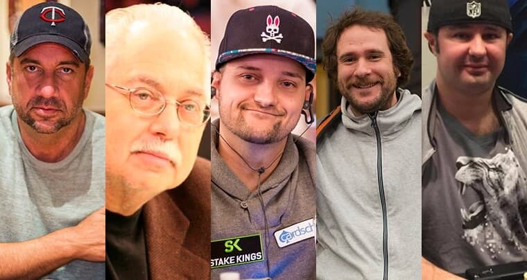 A profile picture of five poker players that include: Blake Bohn, Lyle Berman, Ryan Laplante, Patrick Mahoney and Mike Schneider